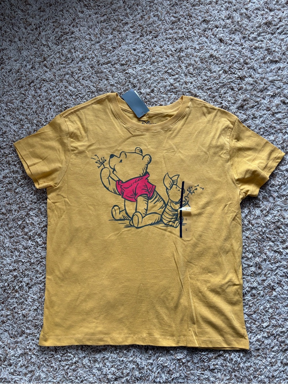 Disney Women’s Yellow Tee with Cartoon Character Size L Cotton